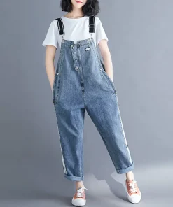 Salopette Jeans Donna Manica Lunga